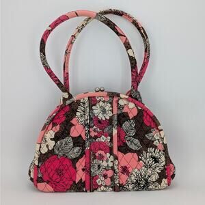 Vera Bradley Eloise Pink Floral Purse Clam Shell Bag Quilted Satchel Retired